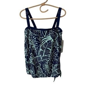 Maxine of Hollywood LEAF A PEEL Bandeau Blouson Tie Waist Tankini Swim Top NEW